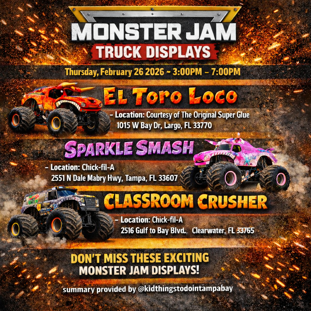 Monster Jam truck display for FREE in Tampa Bay