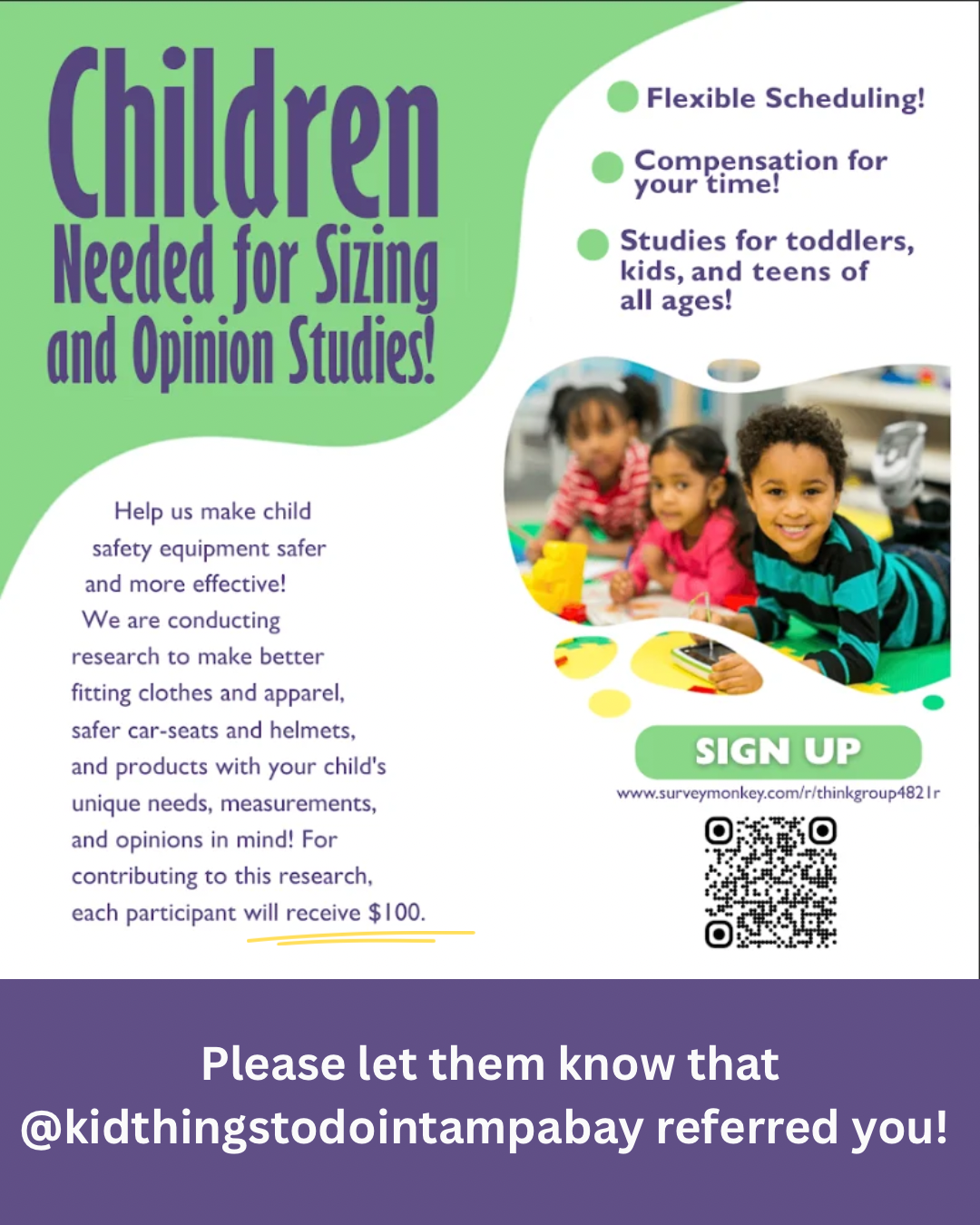 Parents can make $100 per child for completing easy research study
